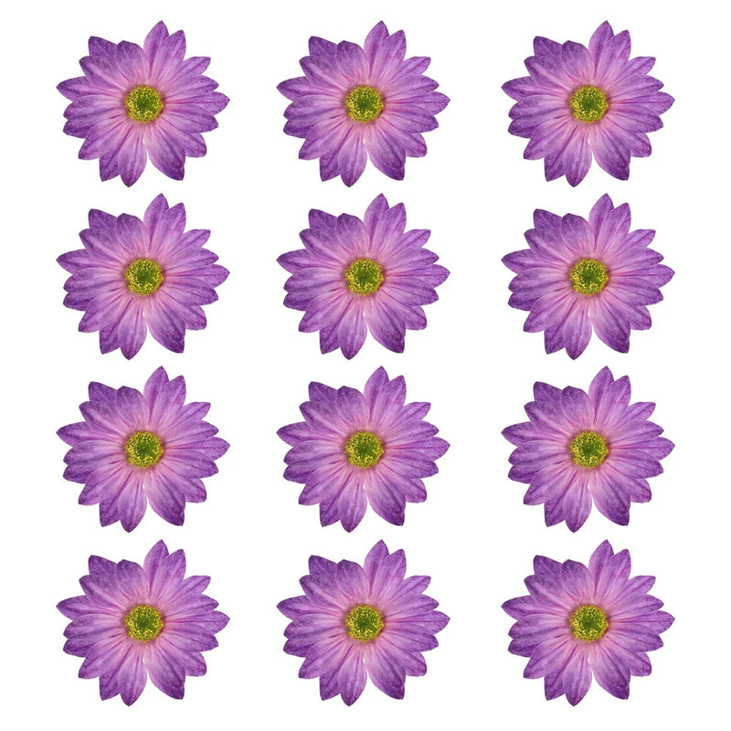 12 Pcs Artificial Daisies Flower Heads, Fake Chrysanthemum Heads, Purple Daisies