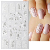 5D Nail Art Stickers Decals Embossed Flowers Floral Roses Wedding Decoration 129 Roses