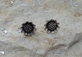 Sterling Silver Sunflower Stud Earrings, Oxidized Post Earrings Sunflower