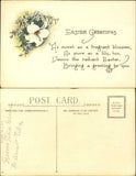 Easter Greetings ~ poem fragrant blossom lily forget-me-nots poem c1910 unused Lily