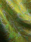 GREEN GOLD SILVER Floral Metallic Brocade Fabric (60 in.) Sold By The Yard Flowering Plants