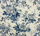 COVINGTON JAYDEN 593 INDIGO LARGE FLORAL VINE LINEN MULTIUSE FABRIC BY YARD 54"W Flowering Plants