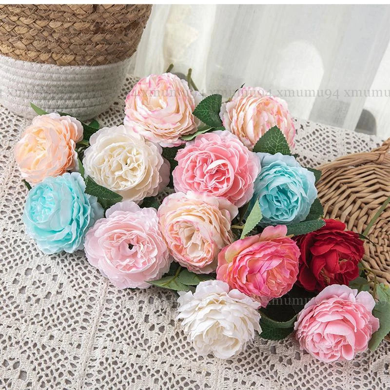 1/5/10Pcs Silk Artificial Fake Peony Flower Heads Bulk Craft Wedding Party Decor Peony
