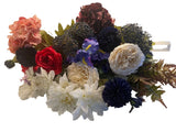 Lot Of Artificial Flowers, Foliage: Roses, Dahlias, Iris, Fern, Hydrangea etc Hydrangea