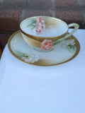 Antique Vintage RS Germany Prussia Carnation Floral Gold Trim Tea Cup  & Saucer Carnation