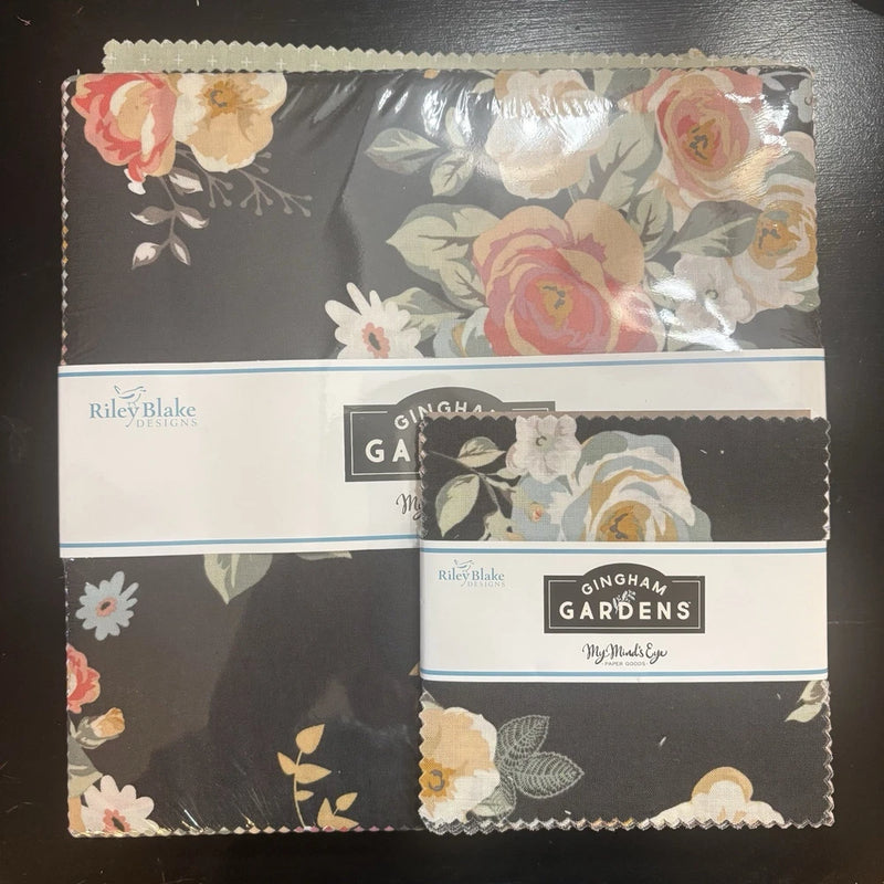 Riley Blake Designs Gingham Gardens 10 Inch Stack Quilt Squares Floral Lot Of 3 Flowering Plants