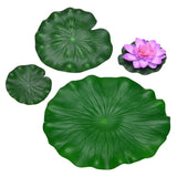 1-Set Artificial Foam Lotus Flower with Water Lily Pads, 4/7/11" [Purple] Lily