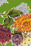 Oilcloth Fabric Classic Mums Green Pattern Sold in Yard or Bolt Flowering Plants