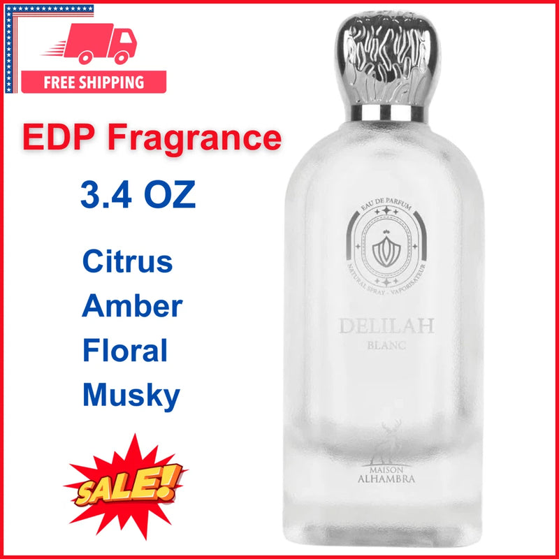 Maison Alhambra Delilah Blanc, Citrus, Amber, Floral, Musky, 3.4 Oz Long Lasting EDP