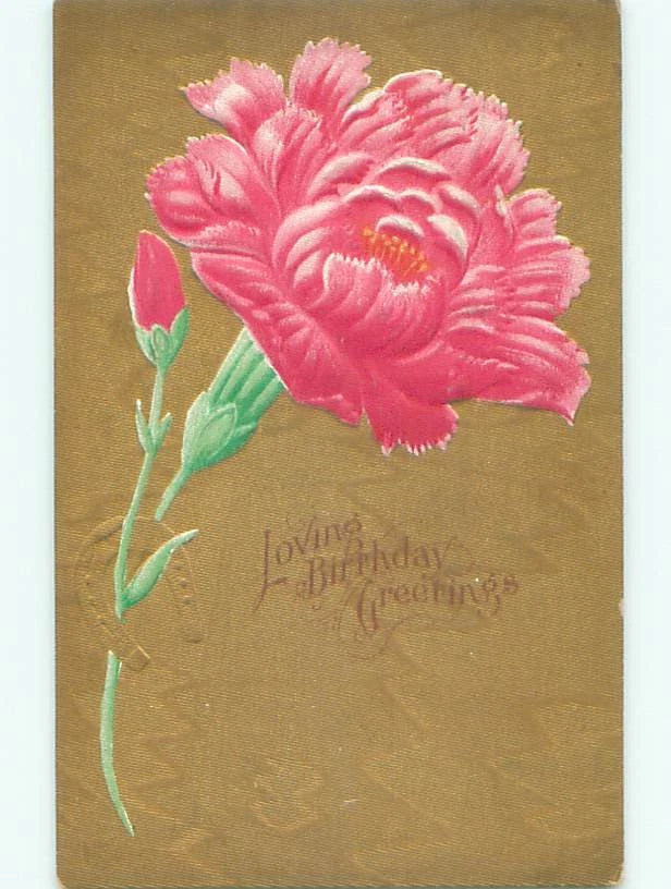 Pre-Linen BEAUTIFUL PINK CARNATION FLOWER FOR BIRTHDAY : make an offer k4456 Carnation