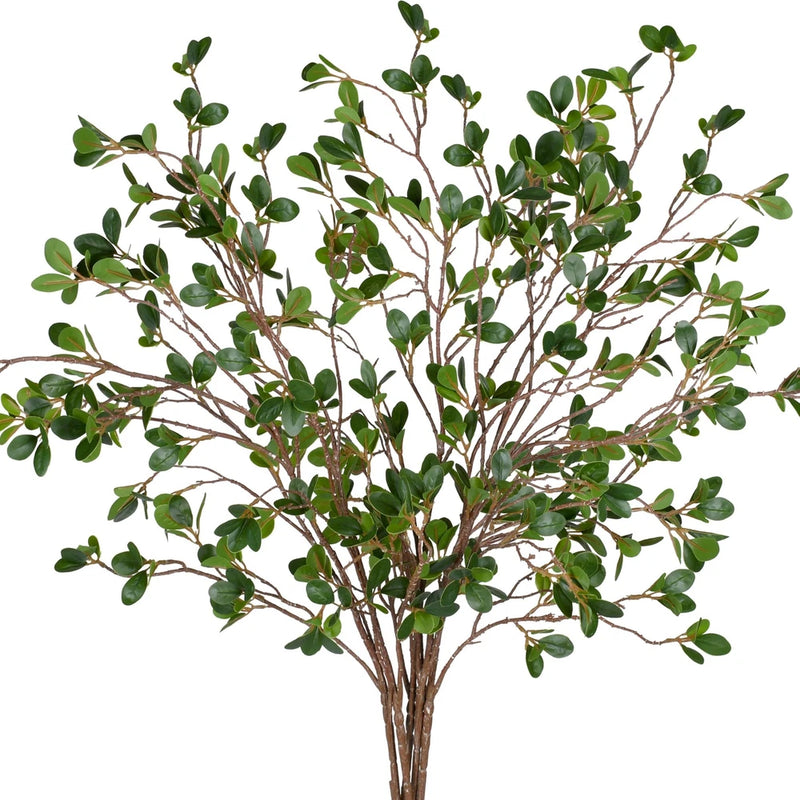 5Pcs 43.3Inch Artificial Ficus Stems, Fake Ficus Twig Plants Faux Green Leaf ... Green Plant