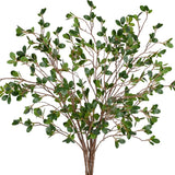 5Pcs 43.3Inch Artificial Ficus Stems, Fake Ficus Twig Plants Faux Green Leaf ... Green Plant