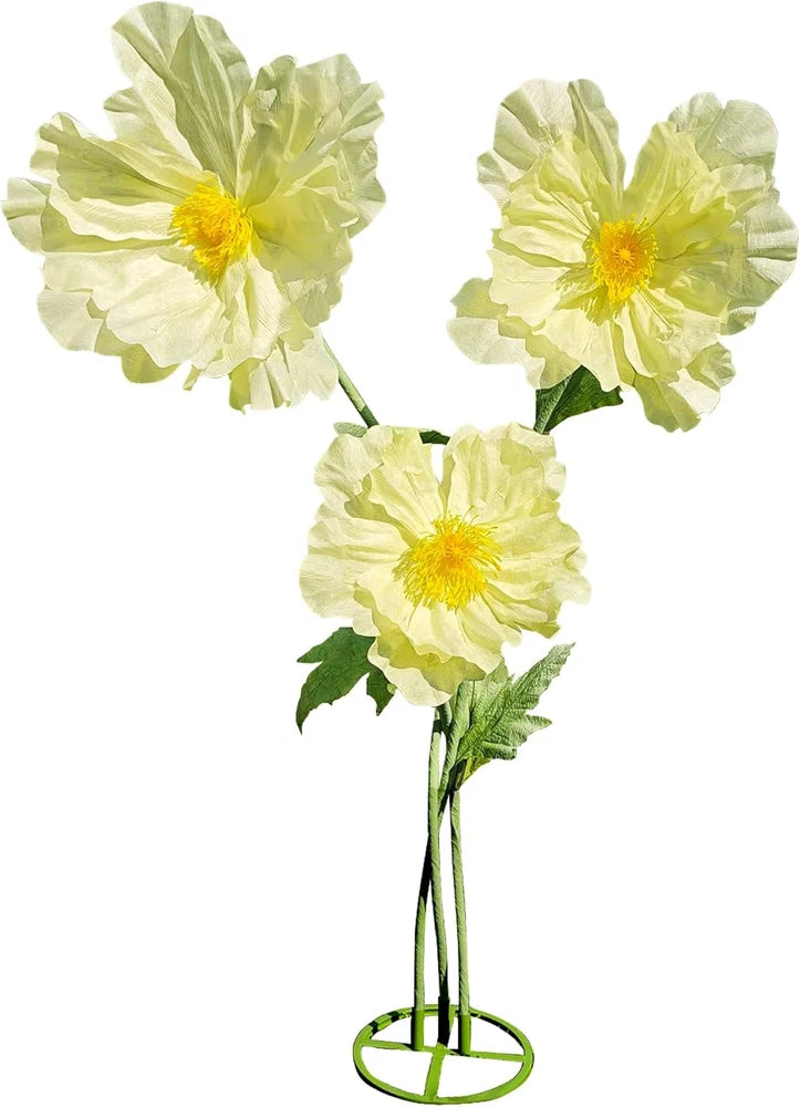 Giant Yellow Peony Artificial Flowers - 3PCS Waterproof Decorative Blooms Peony