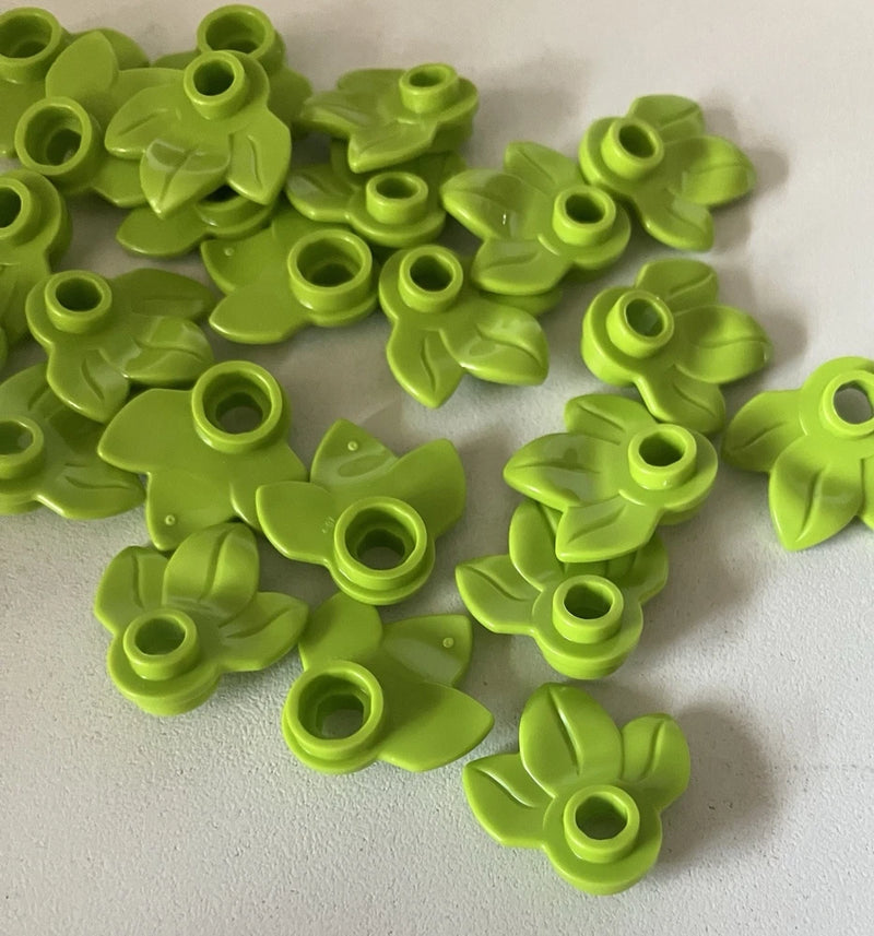 LEGO 50 New Pieces Lime Green Plant, w/ Plate 1X1 (32607) leaf flower Green Plant