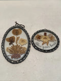 Vintage Pressed Dried Flowers Hanging Oval & Round Glass Sun Catcher Dried Flower