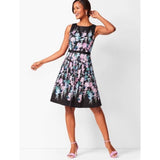 Talbots_RSVP Floral Sateen Fit_ & Flare Dress Black Hydrangeas 2 Womens Spring Hydrangea