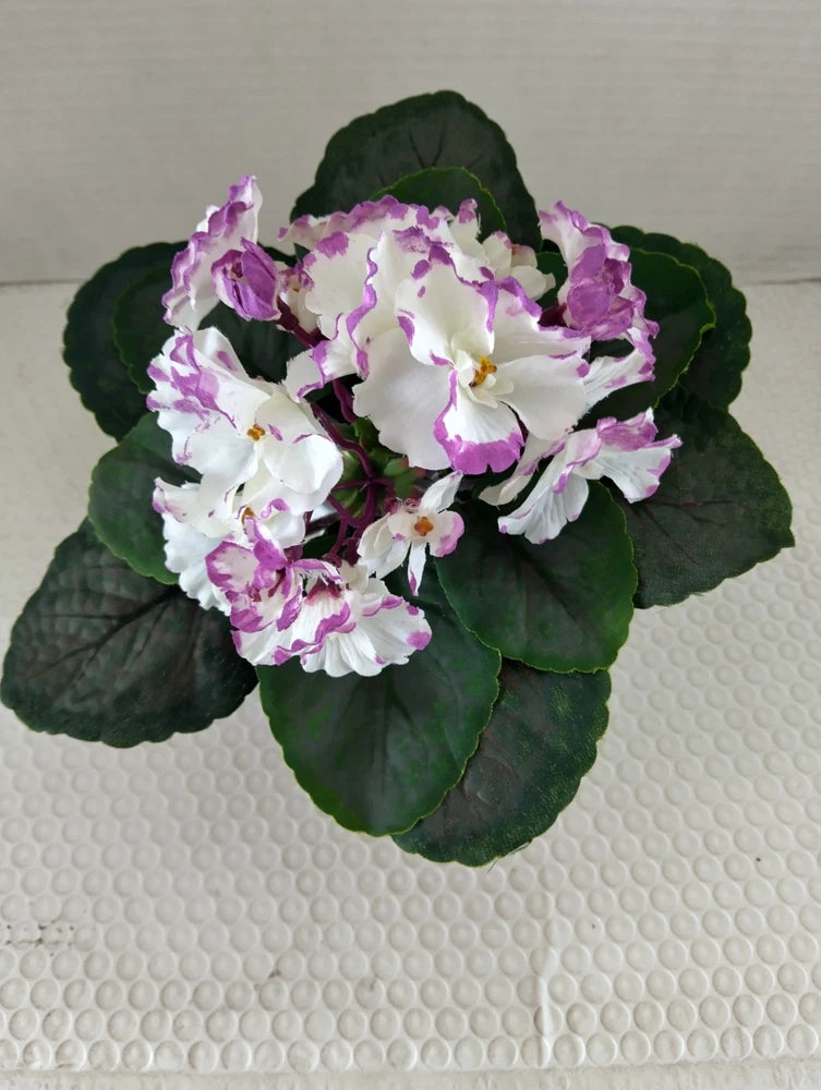 8" ARTIFICIAL Semi-Miniature African Violet  - no pot - Lavender Flowering Plants