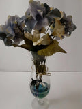 Artificial 16" Blooming Hydrangea Flower Arrangement in Faux Water Glass Vase Hydrangea