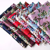 1Yard X1.48Meter Retro Floral Satin Fabric Silky Charmeuse Scarf Lining Material Flowering Plants
