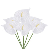 6Pcs 13" Artificial Anthurium Lily Flowers Floral Bouquet Decor, White Lily