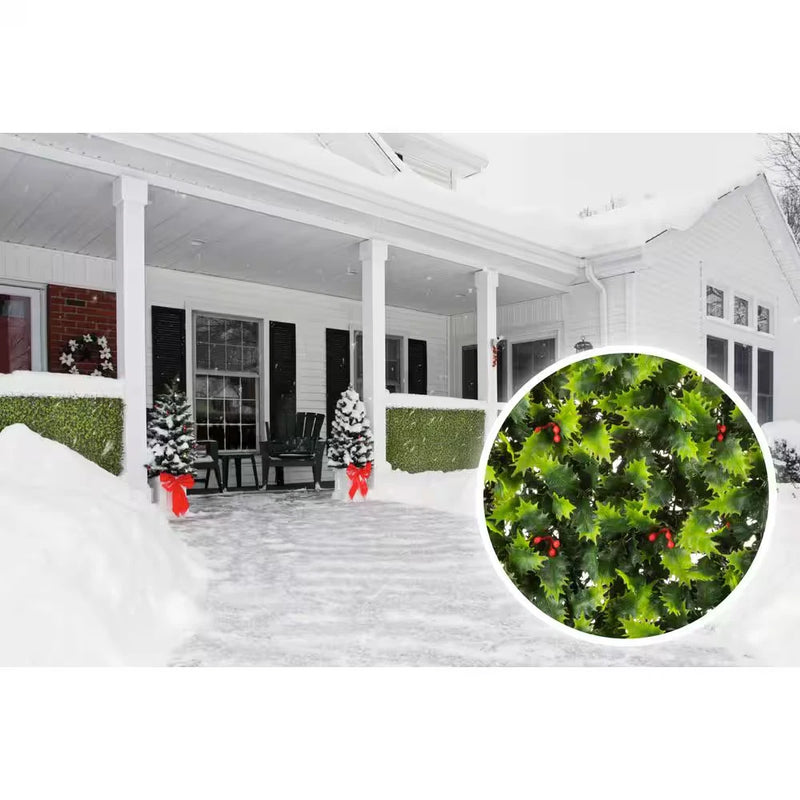 Superior UV Resistant Quality Artificial Foliage 20 In. X 20 In. Hedge Holly Mis Green Plant