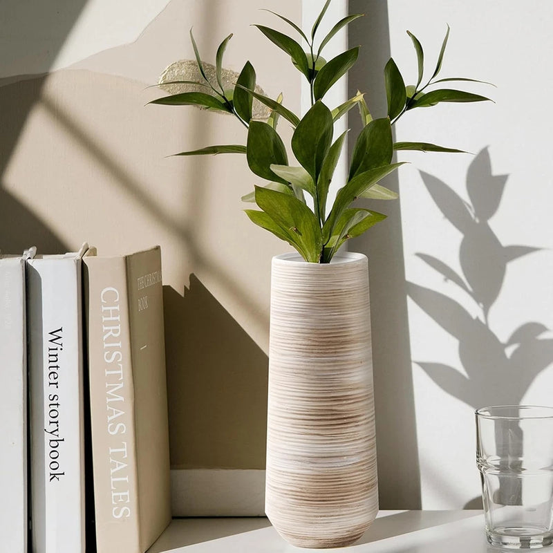 White Vessel 13 Inch Tall Large Floor Vase Wedding & Housewarming Ceramic Pampas Pampas Grass