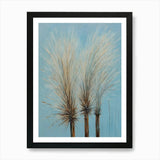 Pampas Grass blue painting Art Prin Framed Wall Art Poster Canvas Print Picture Pampas Grass