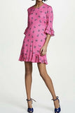 Diane Von Furstenberg NWT Ruffle Sleeve Dress Floating Lily Ranunculus Womens M Ranunculus