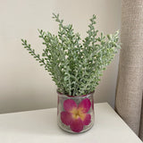 Handmade Artificial Plant Arrangement  in Dried Rose Petal Glass Planter Dried Flower