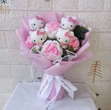 Hello Kitty Cartoon Plush Bouquet Anime Rose Flowers Stuffed Doll Bouquet