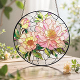 Stained Glass Peony Flower Suncatcher Window Hanging Sun Catcher Home Decor Peony