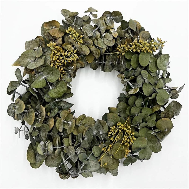 Pemberly Row 12" Preserved Decorative Real Eucalyptus Wreath in Green Green Plant