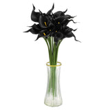 20pcs Artificial Calla Lily Fake Silk Flowers for Home Decor, Black Lily