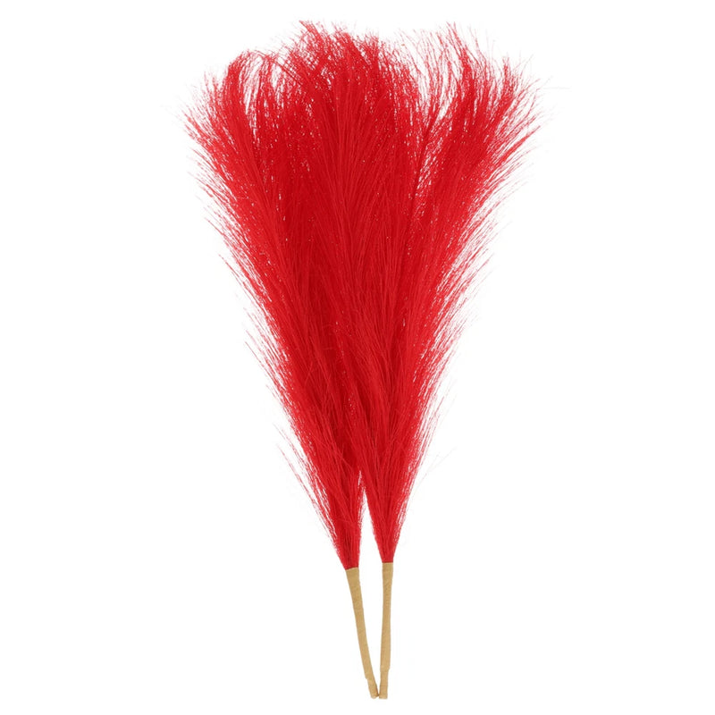 2pcs Faux Pampas Grass 17 Inch 10 Stem Artificial Grass for Decor Red Pampas Grass