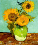 Three Sunflowers in a Vase Flowers Painting By Van Gogh Art Repro FREE S/H Sunflower