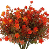 RECUTMS 8 Bundles Artificial Fall Flowers No Fade Faux Autumn Plants, Fake Green Plant
