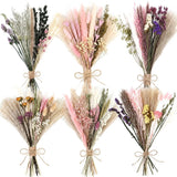 Large Dried Flower Bouquet 6 Bunches Pink Pampas Grass & Roses for Boho Decor Bouquet