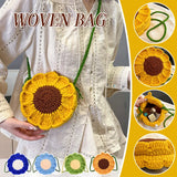 Women Crochet Woven Knitted Corssbody Bags Sunflower Heart Flower Shoulder Bag Sunflower