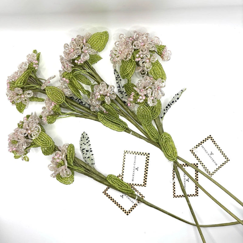 Mackenzie Child Glass Beaded Flower Stems Pink Hydrangea Set Of 4 Hydrangea