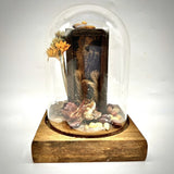 Vintage Leonard Creations California Glass Dome Cloche Dried Flowers Shadow box Dried Flower