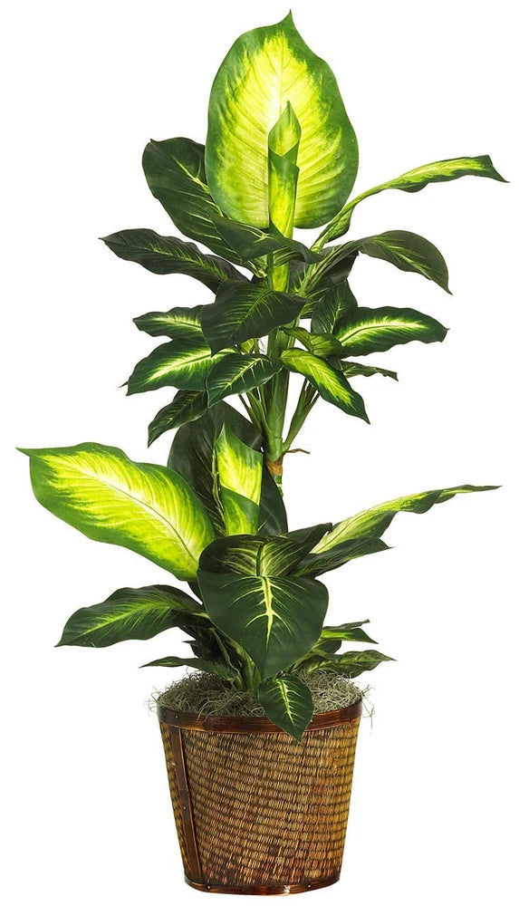 NEW SILK Dieffenbachia Artificial FAKE HOUSE PLANT Realistic 42" Green Plant