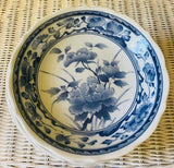 One 8" Blue & White Floral Salad Bowl  Peony Flower Japan Scalloped Chinoiserie Peony