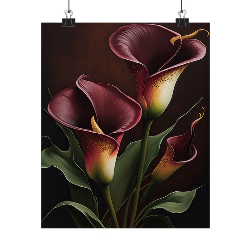Maroon Calla Lily Flowers Poster, Flower Art Print, Floral Artwork 11 Lily