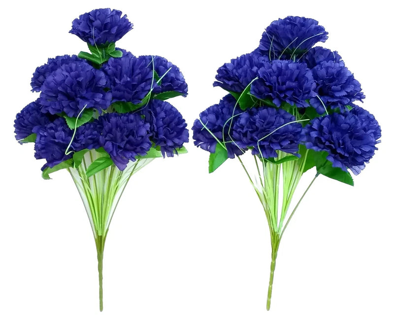(2pcs) Purple Carnation 18" Bushes Silk Flower Indoor Outdoor All Season BP#2216 Carnation