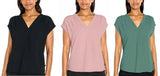 Banana Republic Ladies' Short Sleeve V-Neck Blouse Roses
