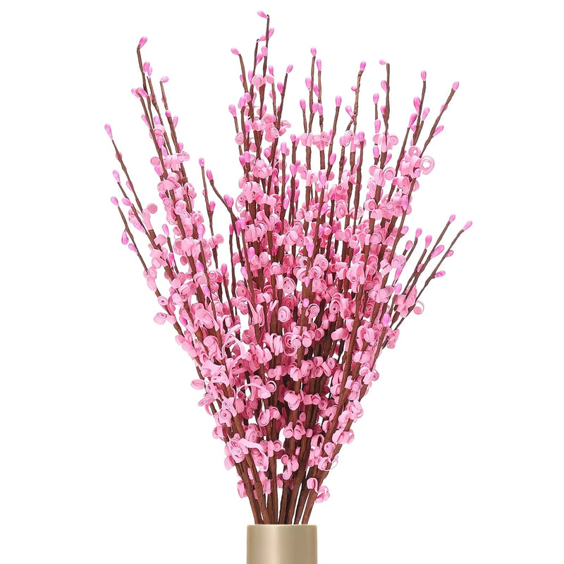 Tall jasmine-style floral stems, 12-pack, pink blossoms with thin brown branches
