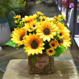 7 Heads Artificial Sunflower Bouquet Fake Flowers For Home Patio DIY Decoration Sunflower