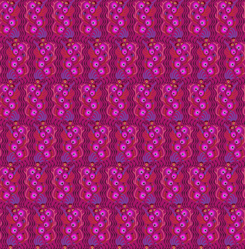 1/2 Yard - Allegory | Tambourine - Magenta by Anna Maria | AMT147-28L Flowering Plants