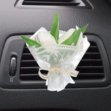 White Rose Dried Flower Bouquet, Car Vent Clip Scent Diffuser, Style 2 Dried Flower