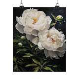 White Peony Flowers Poster, White Flower Art Print, Floral Artwork 22 Peony